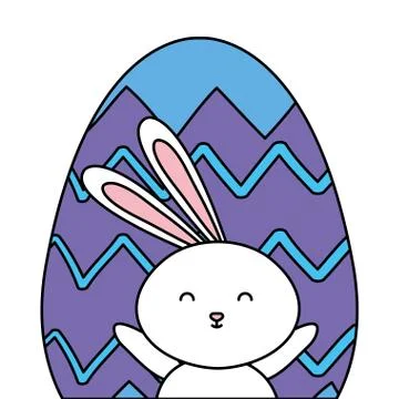 Cute rabbit with egg easter isolated icon Stock Illustration