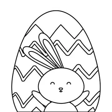 Cute rabbit with egg easter isolated icon Stock Illustration