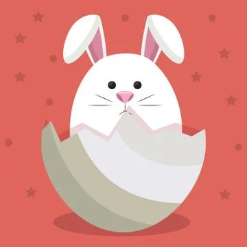 Cute rabbit in egg Stock Illustration
