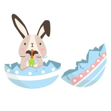 Cute rabbit in egg vector easter Stockillustratie