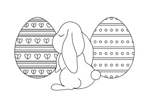 Cute rabbit with eggs of easter イラスト素材