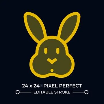 Cute rabbit face dark color ui icon Stock Illustration