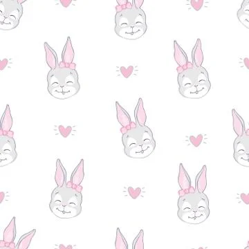 Cute rabbit face. Seamless wallpaper Stock Illustration
