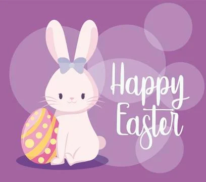 Cute rabbit female with egg of easter Stock Illustration