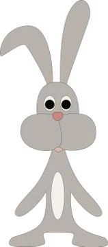 Cute rabbit of gray color. Vector cartoon simple rabbit. Stock Illustration