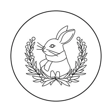 Cute rabbit. Hand embroidery pattern for a round hoop. Stock Illustration