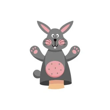 Cute rabbit hands toy or puppet for theater,flat vector illustration isolated. 스톡 일러스트