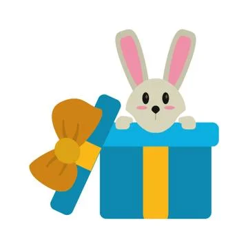 Cute rabbit hiding gift box surprise Stock Illustration