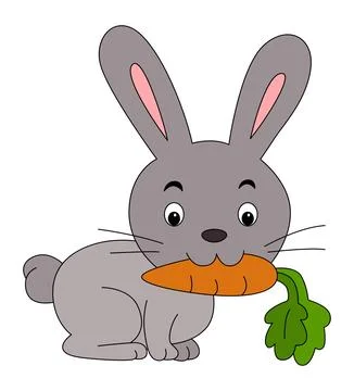 Cute rabbit holding carrot vector illustration Stock Illustration