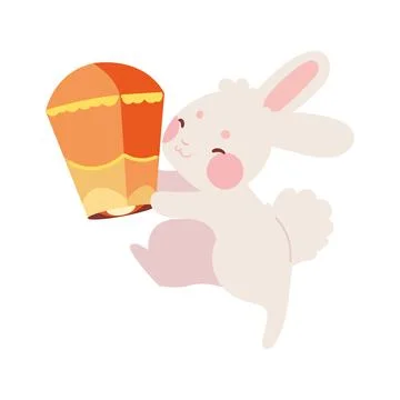 Cute rabbit with lantern for mid autumn festival Stock Illustration