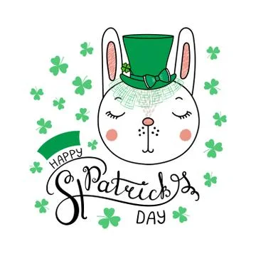 Cute rabbit in leprechaun hat Stock Illustration