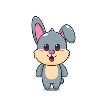 Cute rabbit mascot cartoon vector illustration Stock Illustration