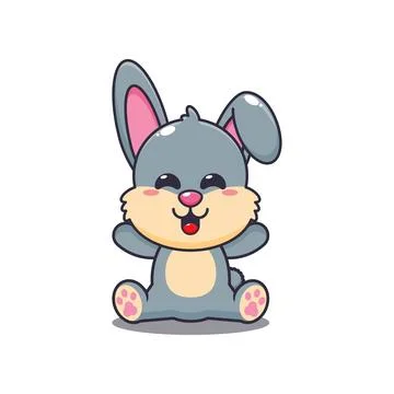 Cute rabbit mascot cartoon vector illustration Stock Illustration
