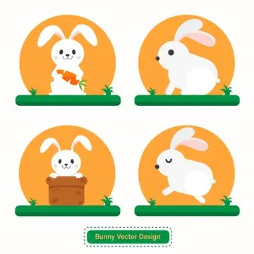 Cute Rabbit or Bunny Vector for icon templates Stock Illustration