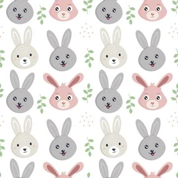 Cute rabbit with plant elements Stock Illustration