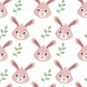 Cute rabbit with plant elements Stock Illustration