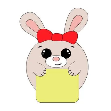 Cute Rabbit with poster without text in color for congratulation Illustrazione stock