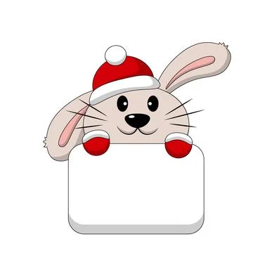 Cute Rabbit with poster without text in color for congratulation Stock-Illustration