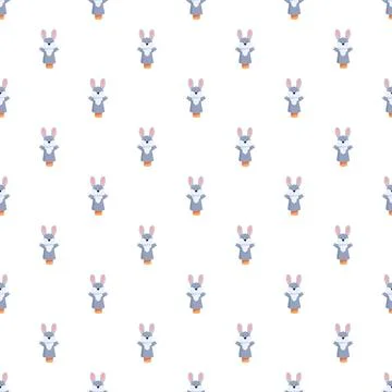 Cute rabbit puppet toy seamless pattern background Stock Illustration