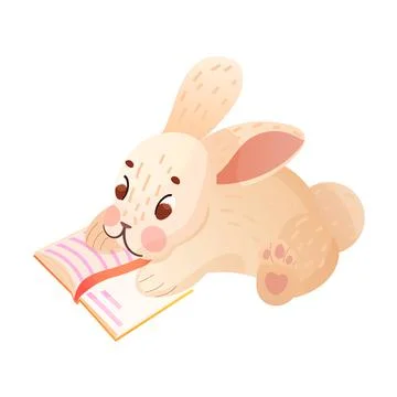 Cute rabbit reading. 스톡 일러스트