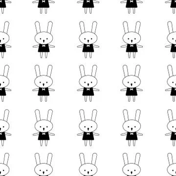 Cute Rabbit seamless pattern background. Vector flat cute polka dots template 스톡 일러스트