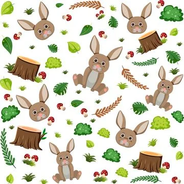 Cute rabbit seamless pattern Illustrazione stock