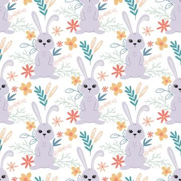 Cute rabbit seamless pattern Stock Illustration