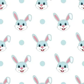 Cute Rabbit Seamless Pattern Vector Stock Illustration