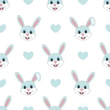 Cute Rabbit Seamless Pattern Vector Stock Illustration