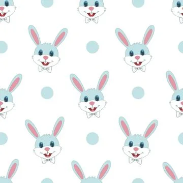 Cute Rabbit Seamless Pattern Vector Stock Illustration
