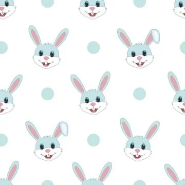 Cute Rabbit Seamless Pattern Vector Stock Illustration