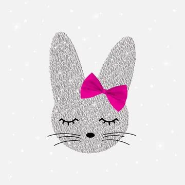 Cute rabbit in sequins vector. Bunny cute print. Can be used for kids or babies Stock Illustration