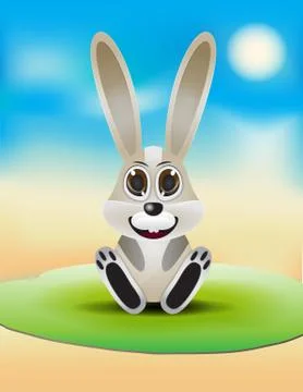 Cute rabbit sit on grass Stock Illustration