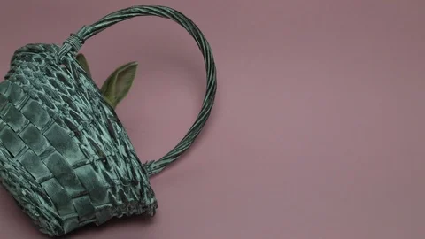 Cute rabbit sitting in a basket Video stock 89615195