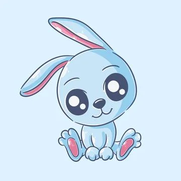 Cute rabbit is sitting cartoon vector Stock Illustration