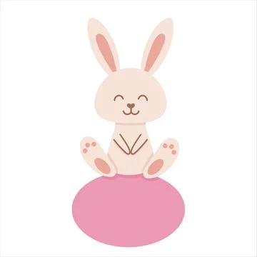 Cute rabbit sitting on Easter egg. Vector illustration lovely stylized bunny Illustrazione stock