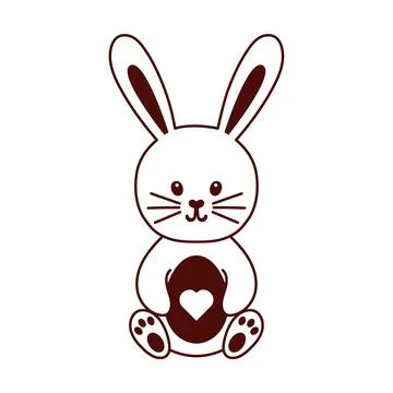 Cute rabbit sitting. Vector illustration lovely stylized bunny in outline style Stock Illustration