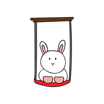 Cute Rabbit on swing hanging Cartoon Mascot Character Vector illustration color  Illustrazione stock