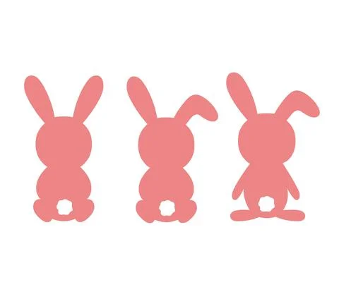 Cute rabbit with tail sitting back. Vector illustration lovely stylized bunny Stock Illustration