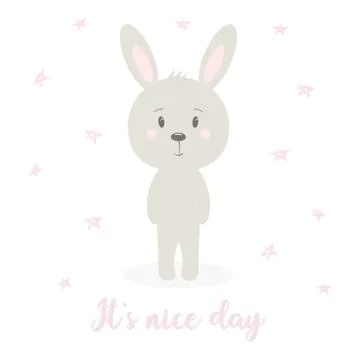 Cute rabbit on white Stock Illustration