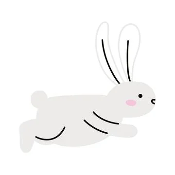 Cute rabbit white running 스톡 일러스트