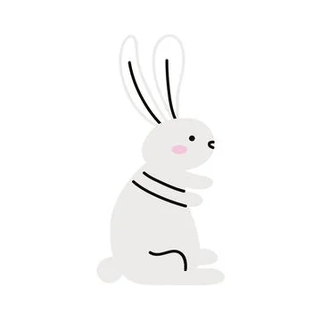 Cute rabbit white seated Stock Illustration