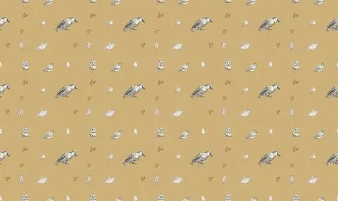 Cute rabbits and carrots pattern on beige background Stock Illustration