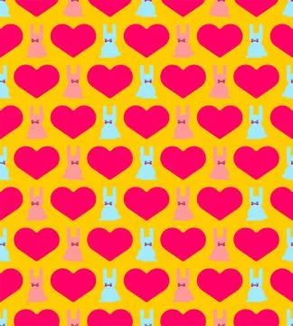 Cute rabbits and love pattern seamless. Hares and heart background. Baby fa.. Stock Illustration