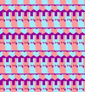 Cute rabbits and love pattern seamless. Hares and heart background. Baby fa.. Illustrazione stock