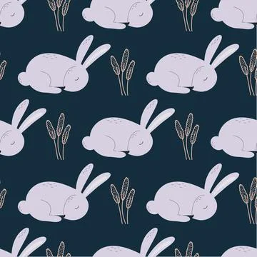 Cute rabbits kids seamless pattern Stock Illustration