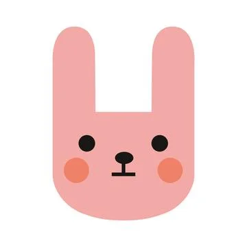 Cute rabbits muzzle, Little bunny in cartoon style. Trendy modern vector il.. Stock Illustration