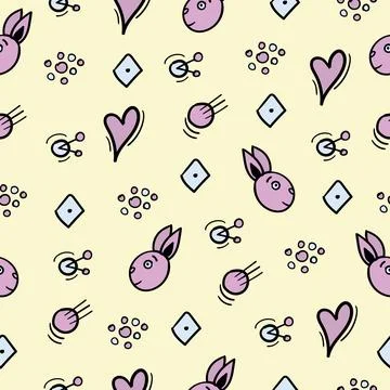 Cute rabbits, seamless pattern Stock Illustration