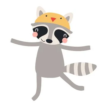 Cute raccoon in chick hat Easter character illustration Stock Illustration