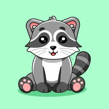 Cute Raccoon in Sitting Pose Vector Illustration Stock Illustration